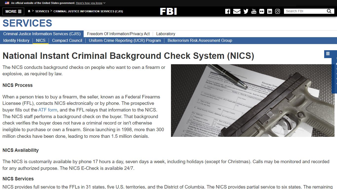 National Instant Criminal Background Check System (NICS) — FBI